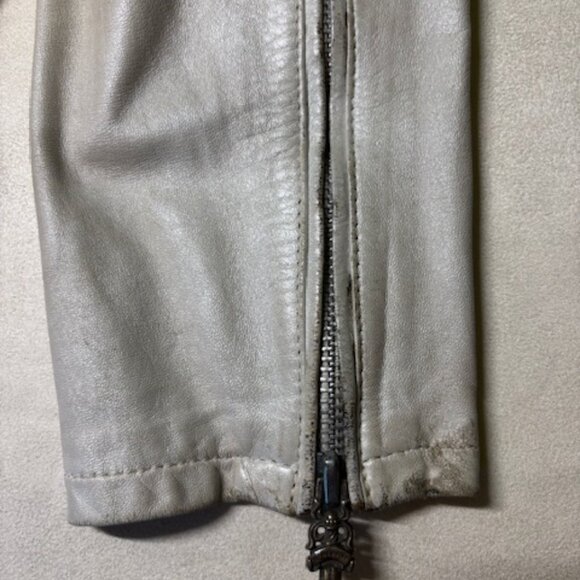 Chrome Hearts Distressed Leather Jacket – Pearl White (Vintage / Well-Worn) - Picture 8 of 14